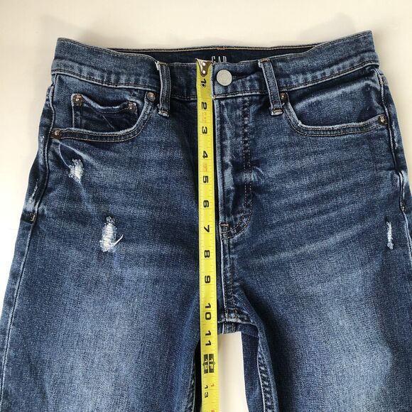 GAP Denim Women’s Cheeky Straight Jeans Medium Indigo Blue Raw Hem Tag Size 2/26 - Picture 6 of 16